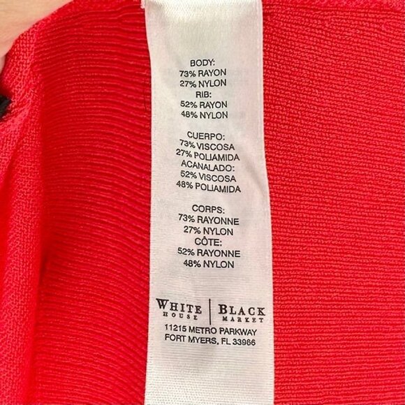 White House Black Market Snap Front Short Sleeve Orange Sweater Blouse Size XL - Picture 7 of 12